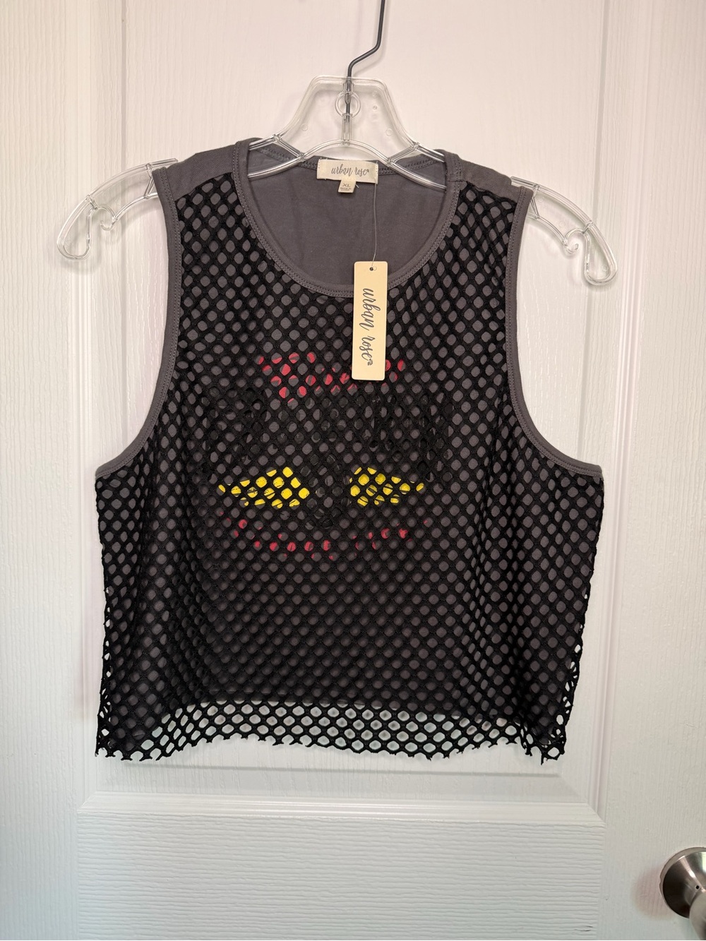 Urban Vibe Black Mesh Graphic Crop Top - Urban Vibe